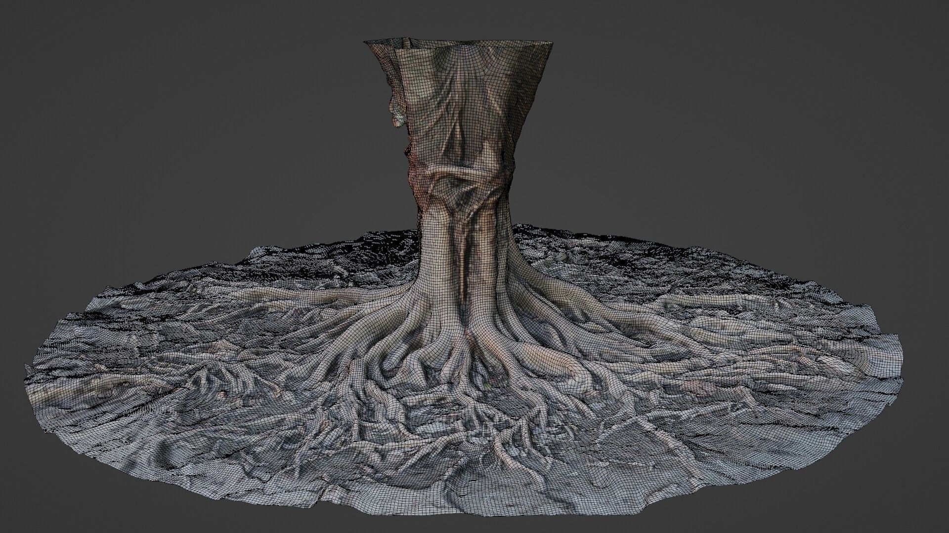 Scanned Tree Roots Low-poly 3D model_1