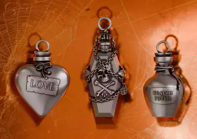 Death Love And Healing Potion Pendants 3D print model