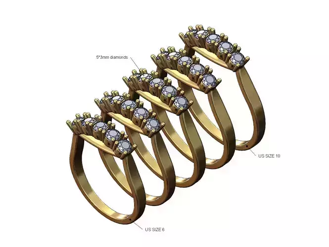 Hidden support diamond 3mm arc wire band US sizes 6to10