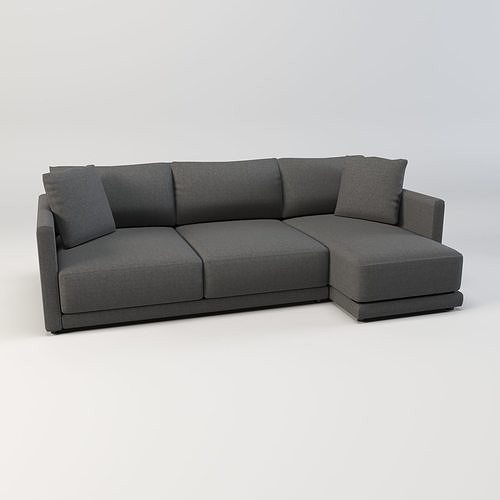 Gather arm wide chaise sectional sofa Free low-poly 3D model