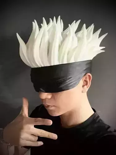 Gojo Saturo Eye Mask With Hair - jujutsu Kaisen Cosplay  3D print model