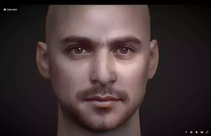 Male head Realistic Perfect Head Low-poly 