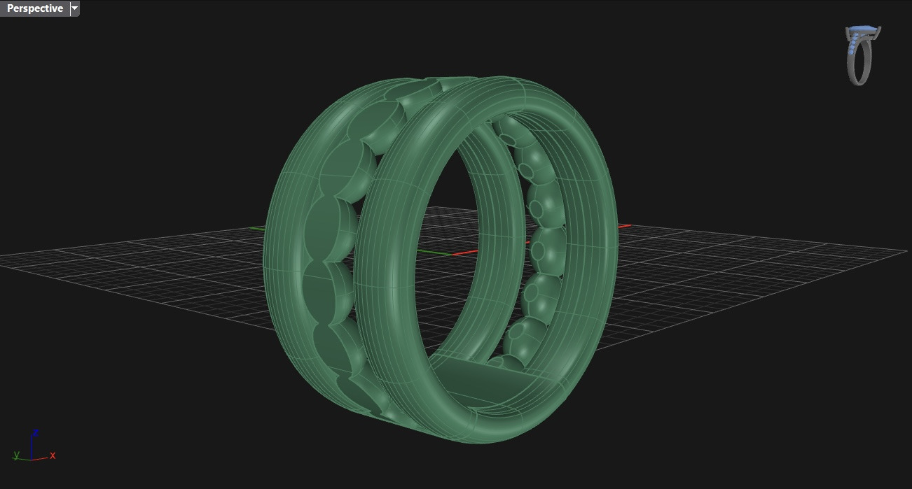 half bead and line Ring Free 3D print model_4