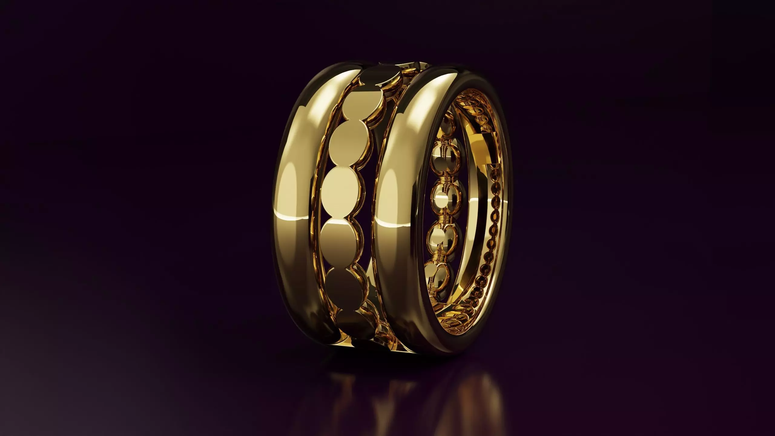 half bead and line Ring Free 3D print model_0
