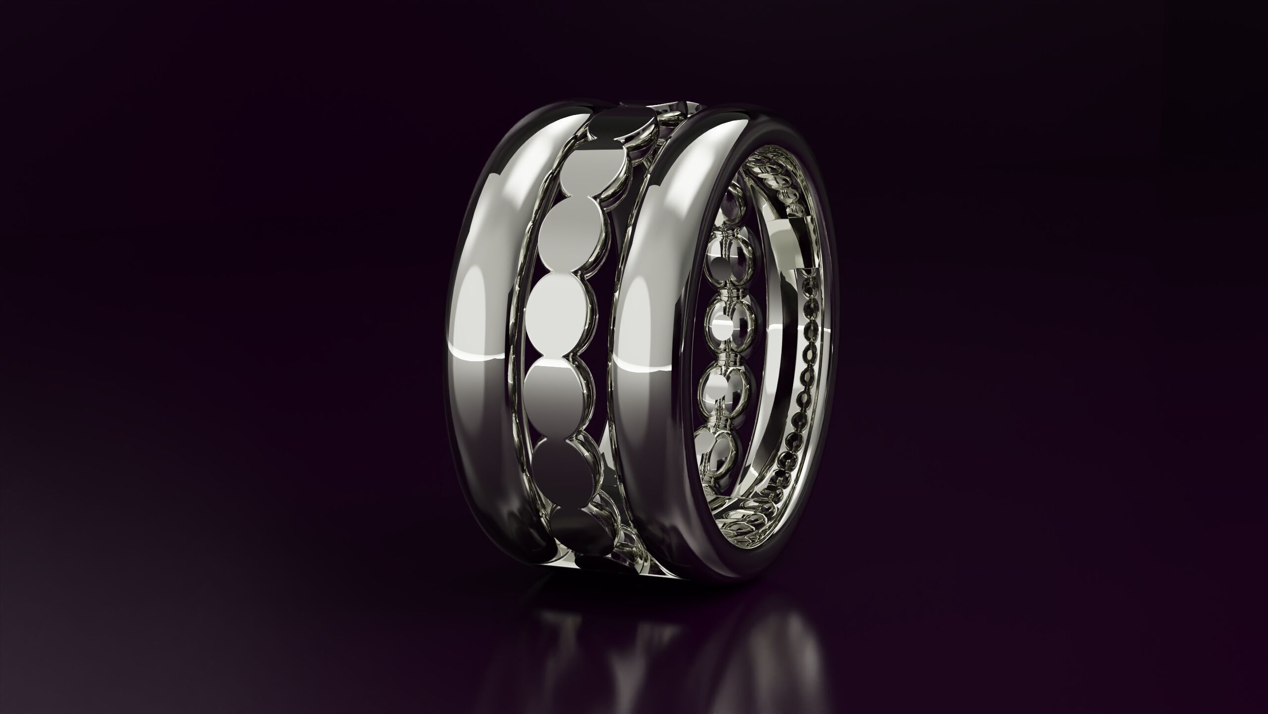 half bead and line Ring Free 3D print model_1