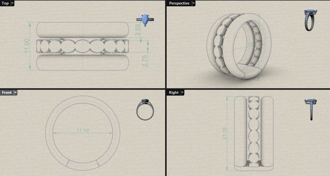 half bead and line Ring Free 3D print model_8