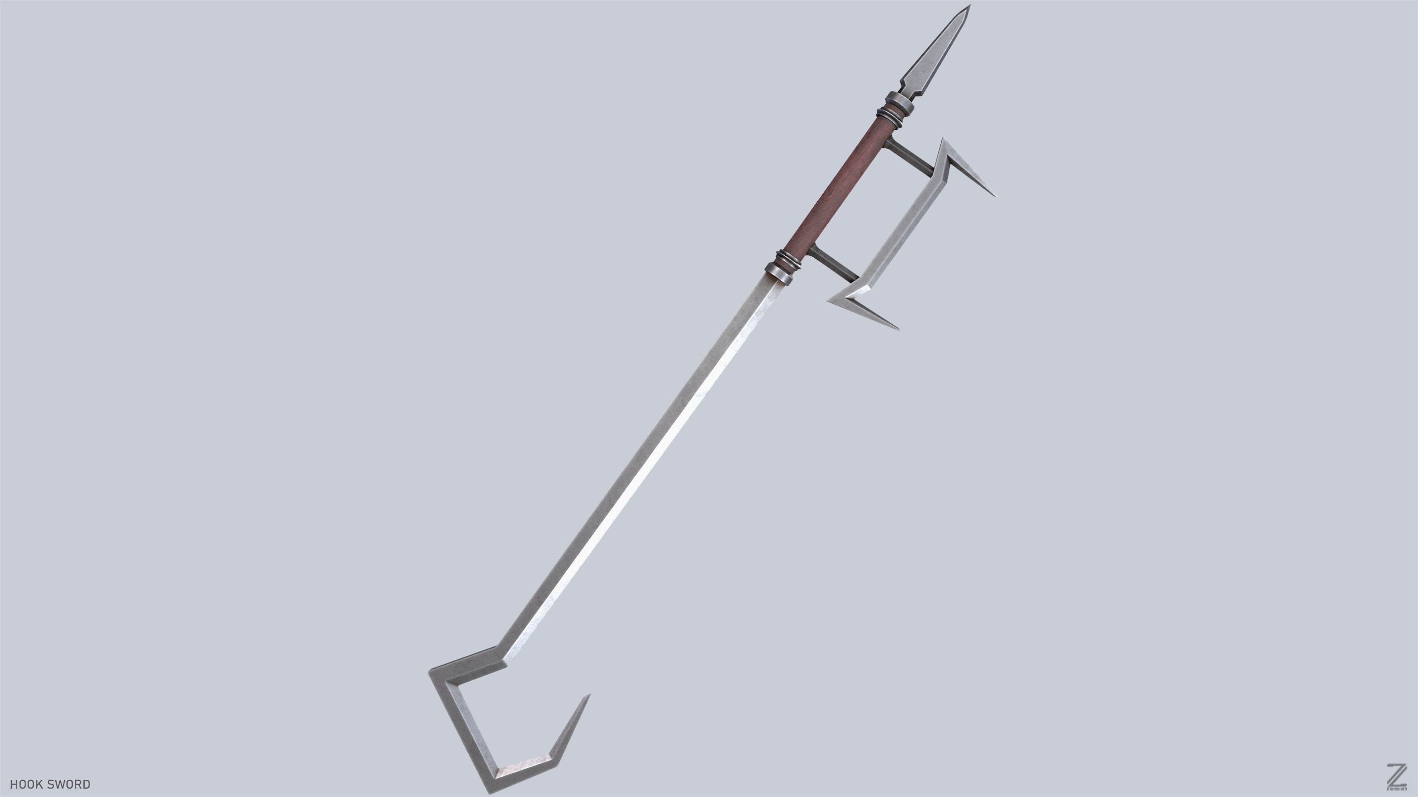 Hook sword Low-poly 3D model_6