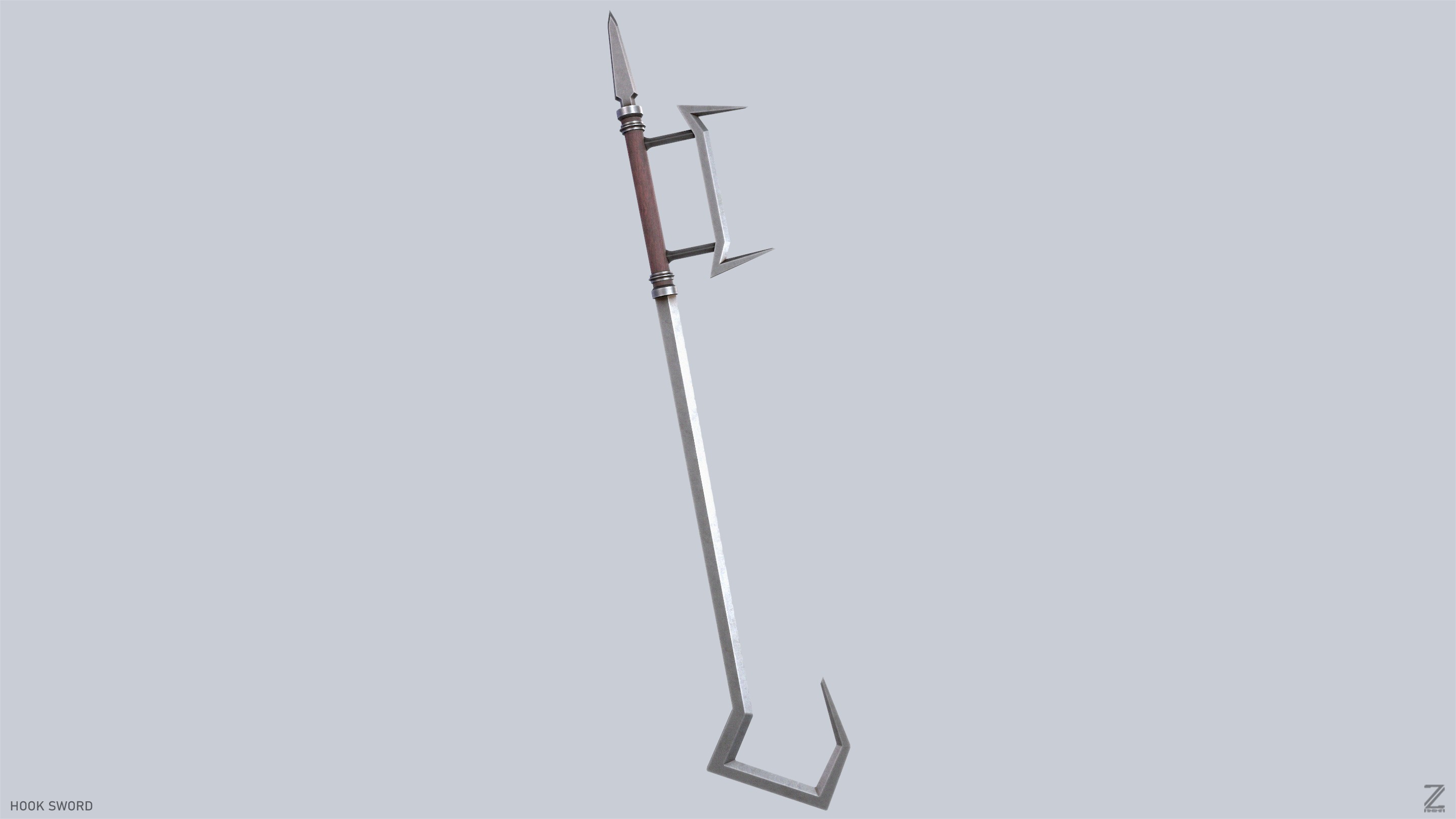 Hook sword Low-poly 3D model_8