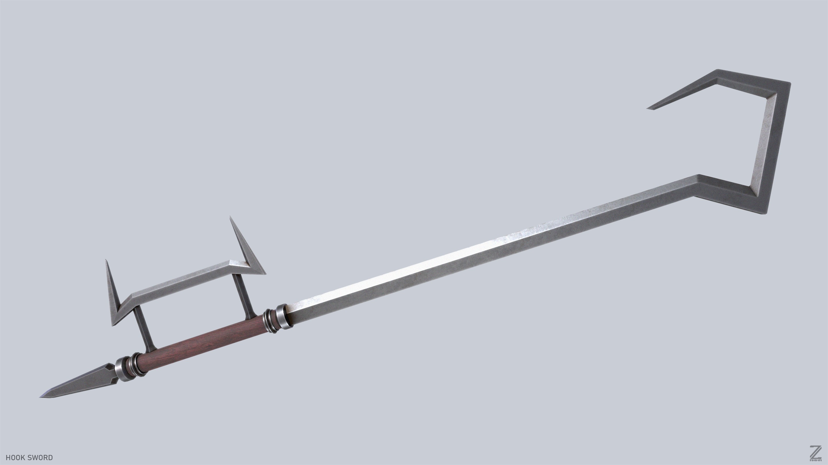 Hook sword Low-poly 3D model_5