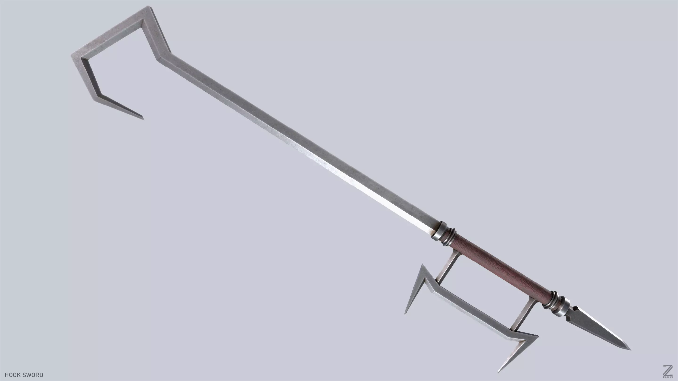 Hook sword Low-poly 3D model_0