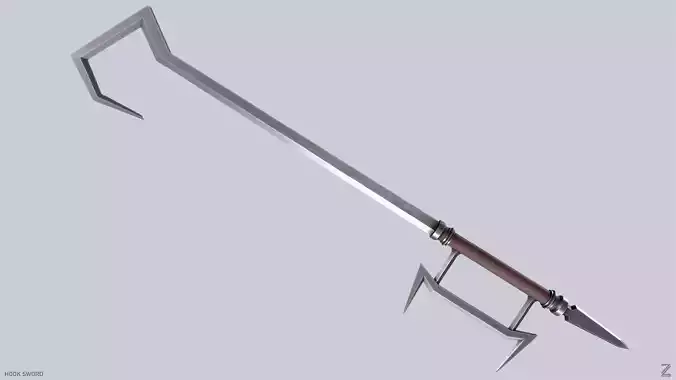 Hook sword Low-poly 3D model