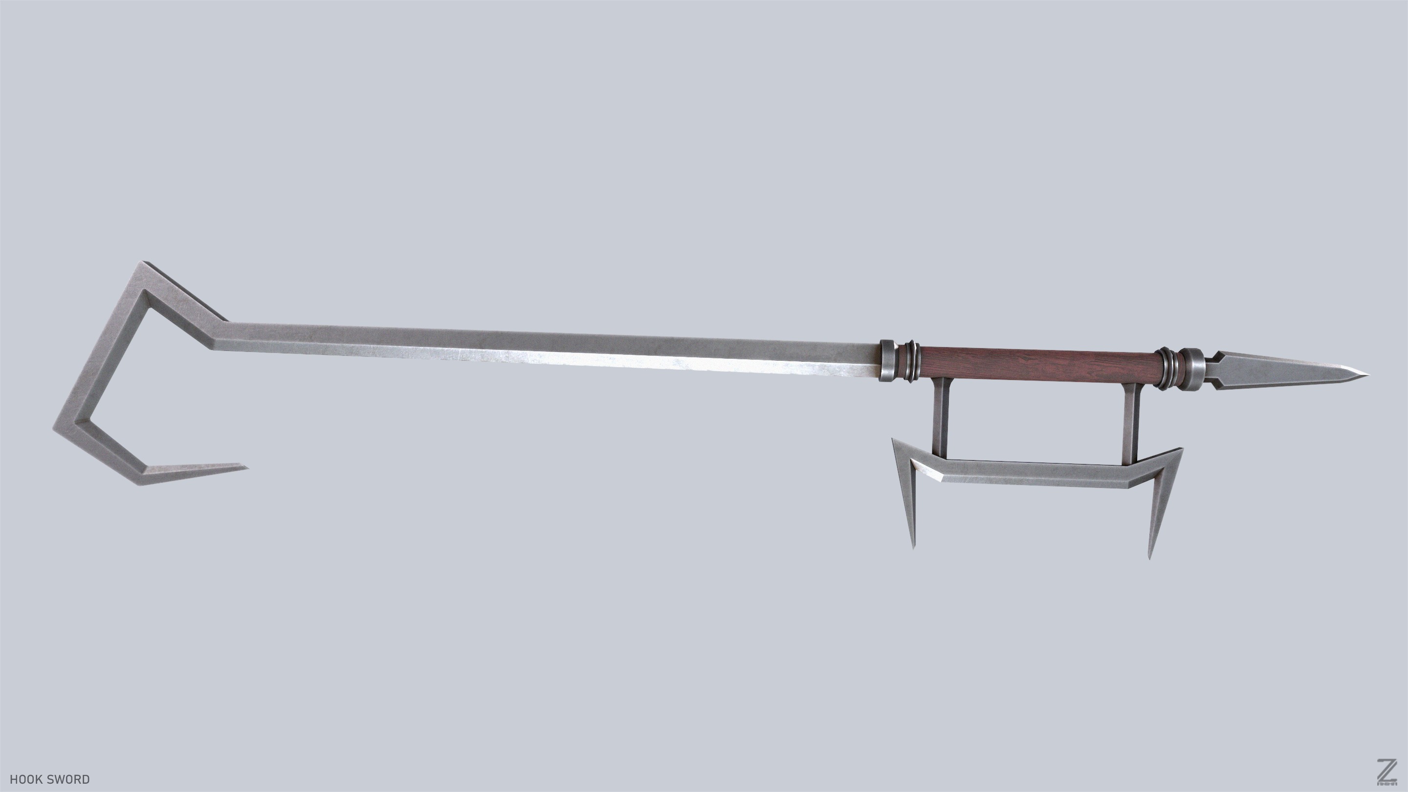 Hook sword Low-poly 3D model_7