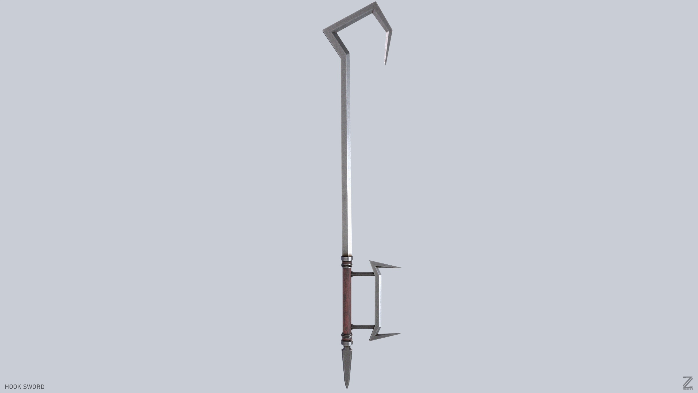 Hook sword Low-poly 3D model_4