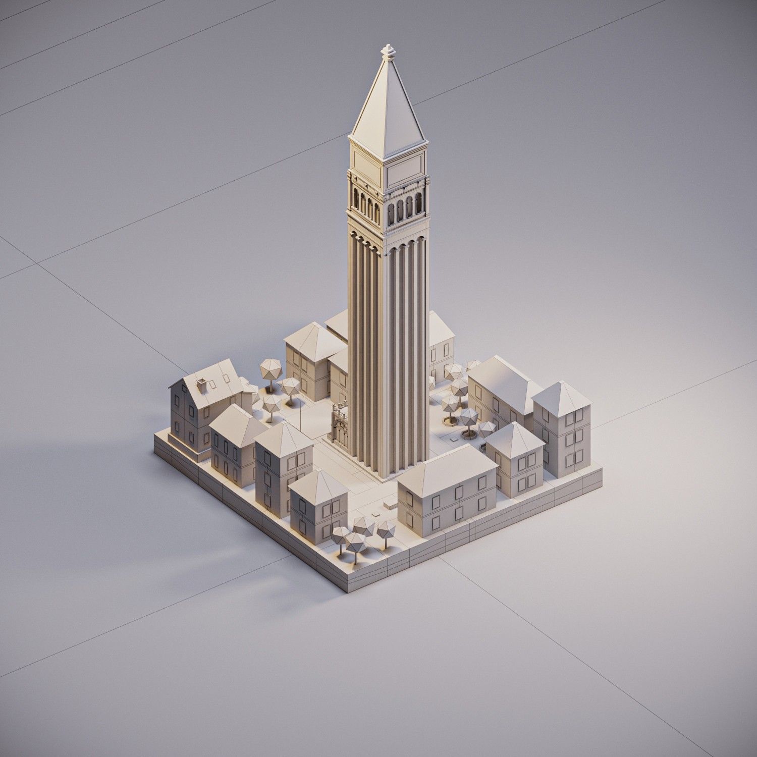 St Marks Campanile Low-poly 3D model_2