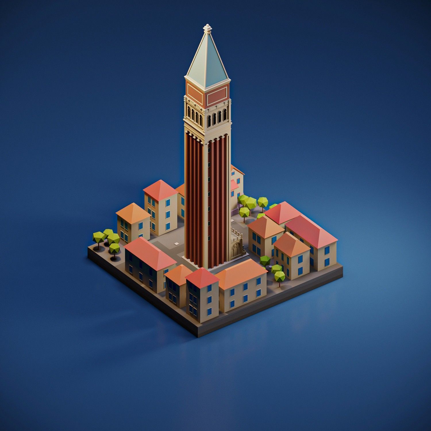 St Marks Campanile Low-poly 3D model_1