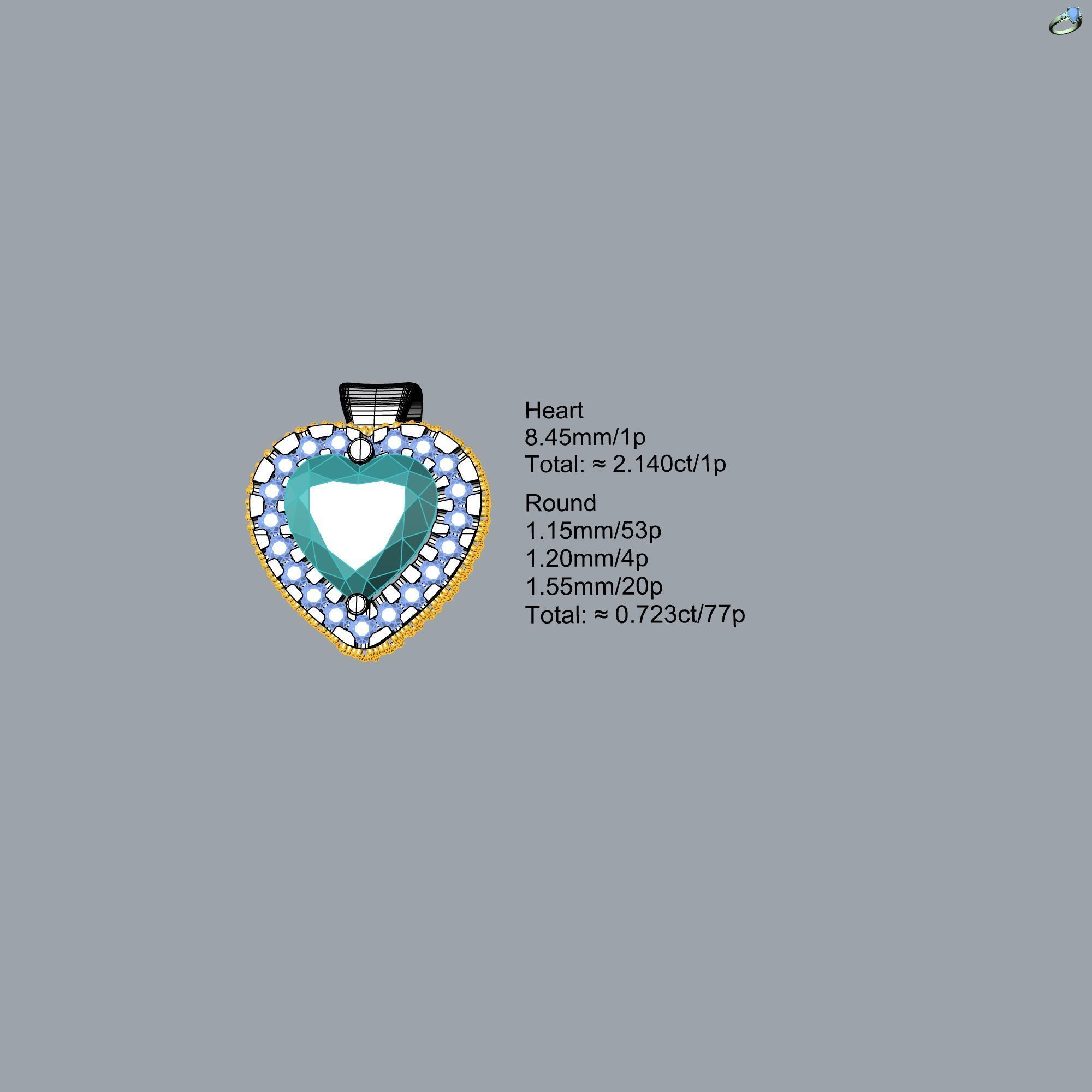 Micro Prong Heart Pendant 3D print model_11