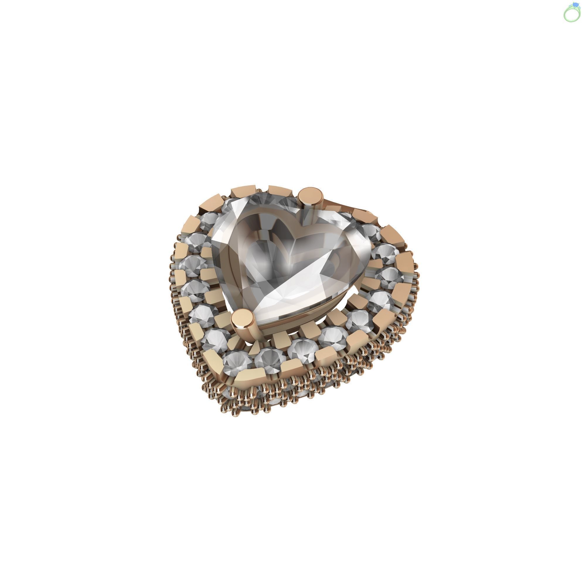 Micro Prong Heart Pendant 3D print model_4