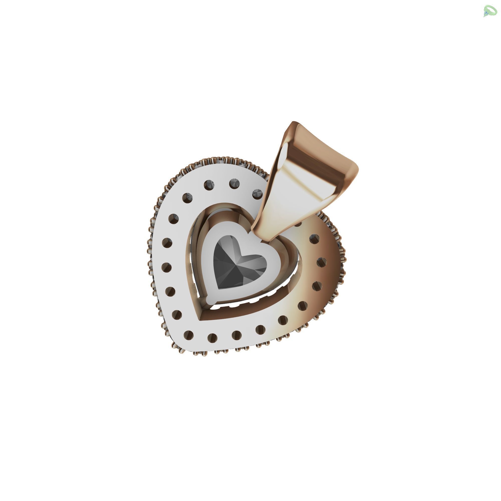 Micro Prong Heart Pendant 3D print model_6