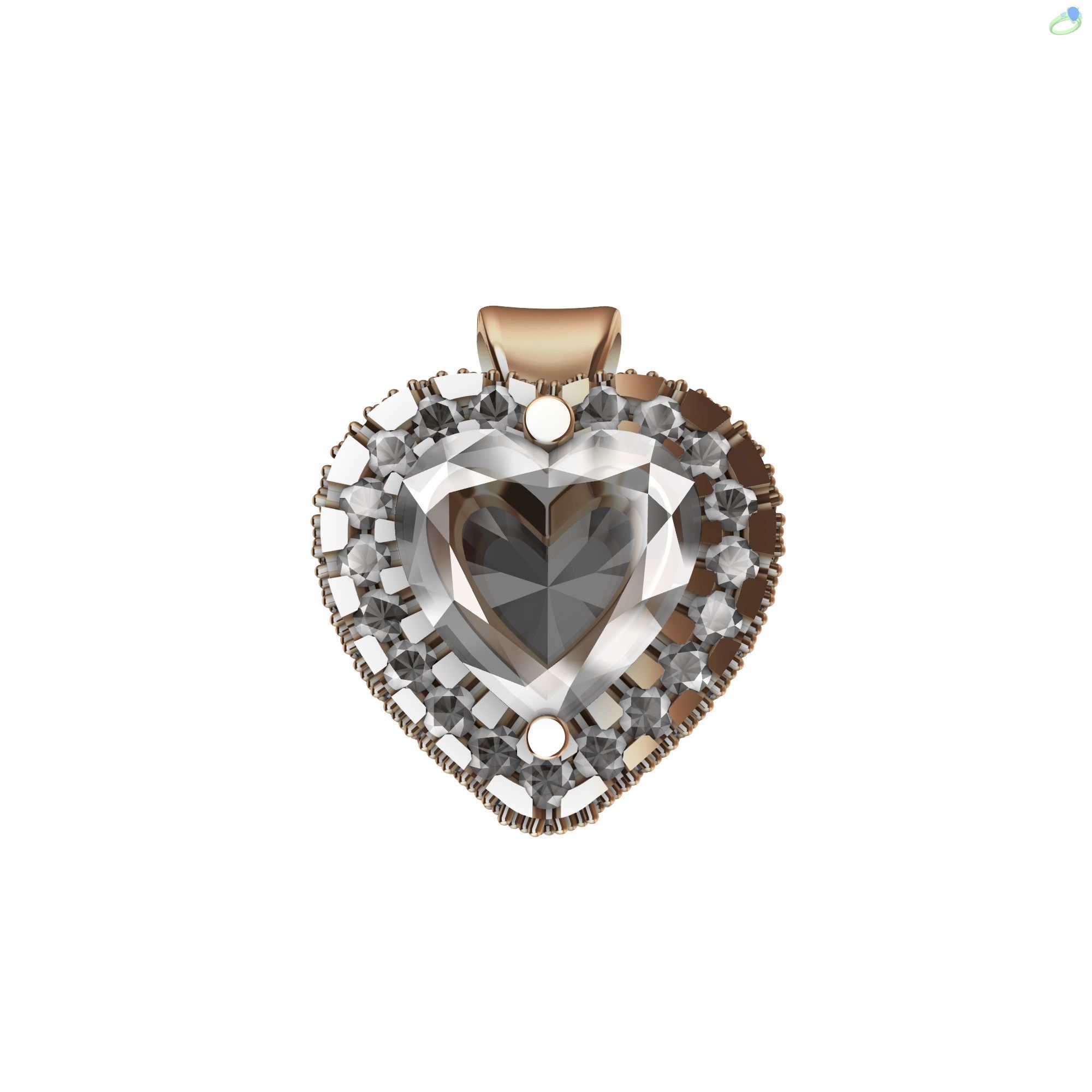Micro Prong Heart Pendant 3D print model_3