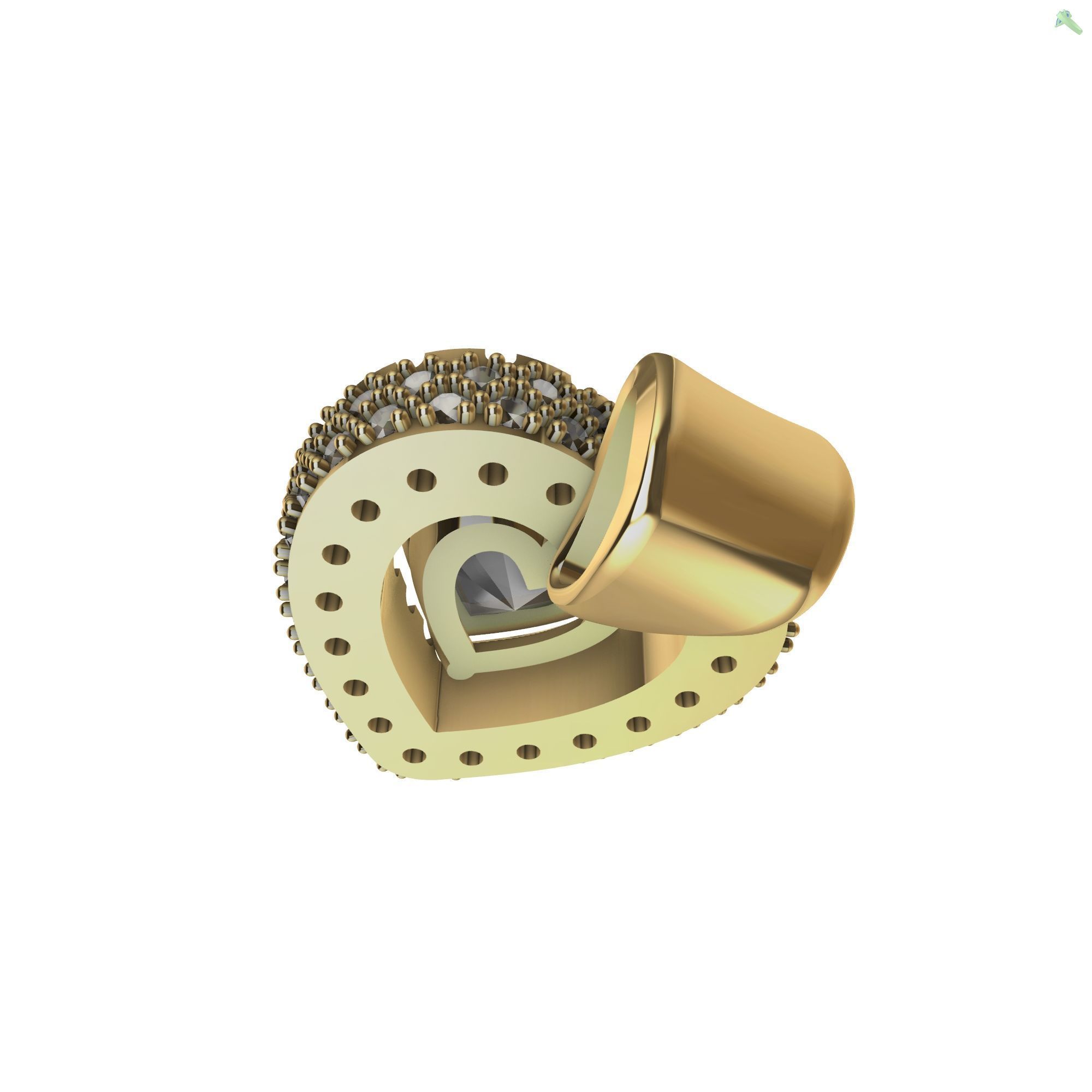 Micro Prong Heart Pendant 3D print model_14