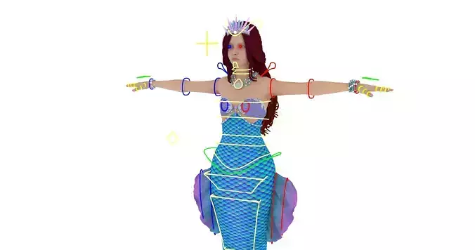 GameReady 3D Mermaid Model with Rig  Low-poly 3D model