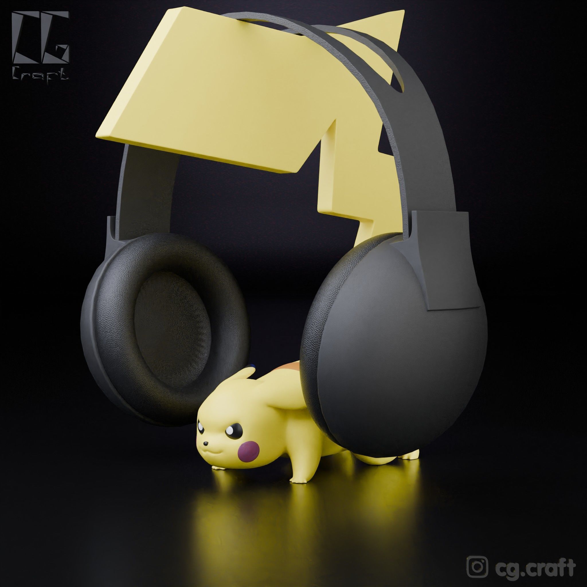 Pikachu-Inspired 3D Headphone Holder Stand 3D print model_1