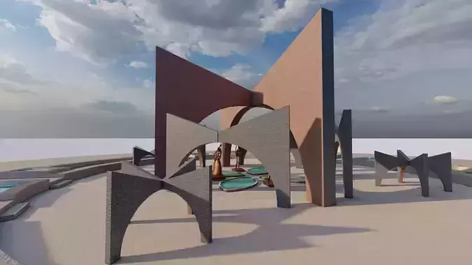 square park-place park-forum landacape 3D model