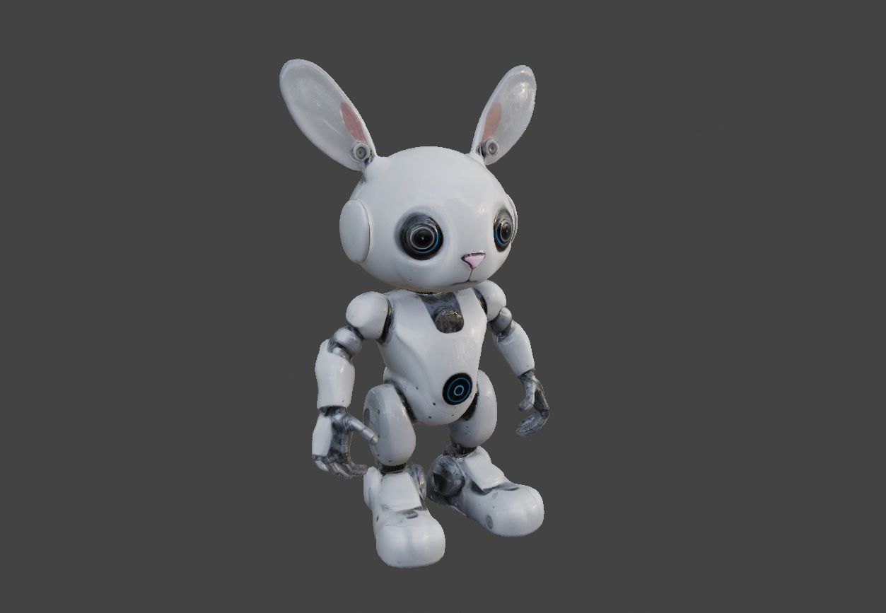 Robot Rabbit Rigged Low-poly 3D model_1