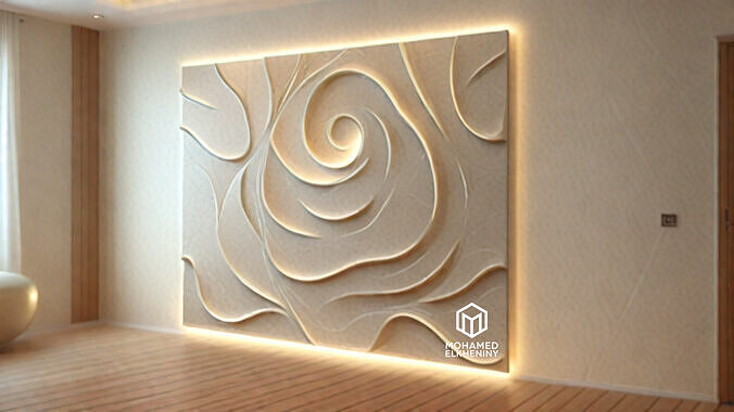 modern panel wall decor set wall relief mural CNC 104  3D model