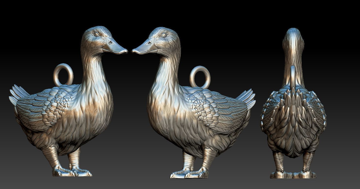 Model Duck Pendant 3D printed  3D print model_9