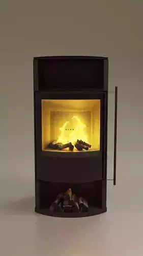 Simple Black Warm Wall Fireplace Low-poly 3D model