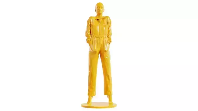 Woman Wearing Jeans Salopet 09 3D print model