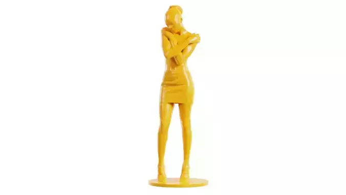 Cosy Bun Hair Woman Hugging Self 3D print model