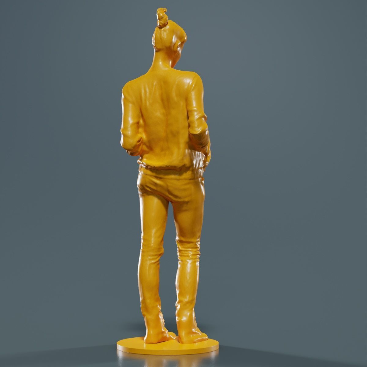 Bun Woman with Hands in Jacket Pockets 3D print model_13