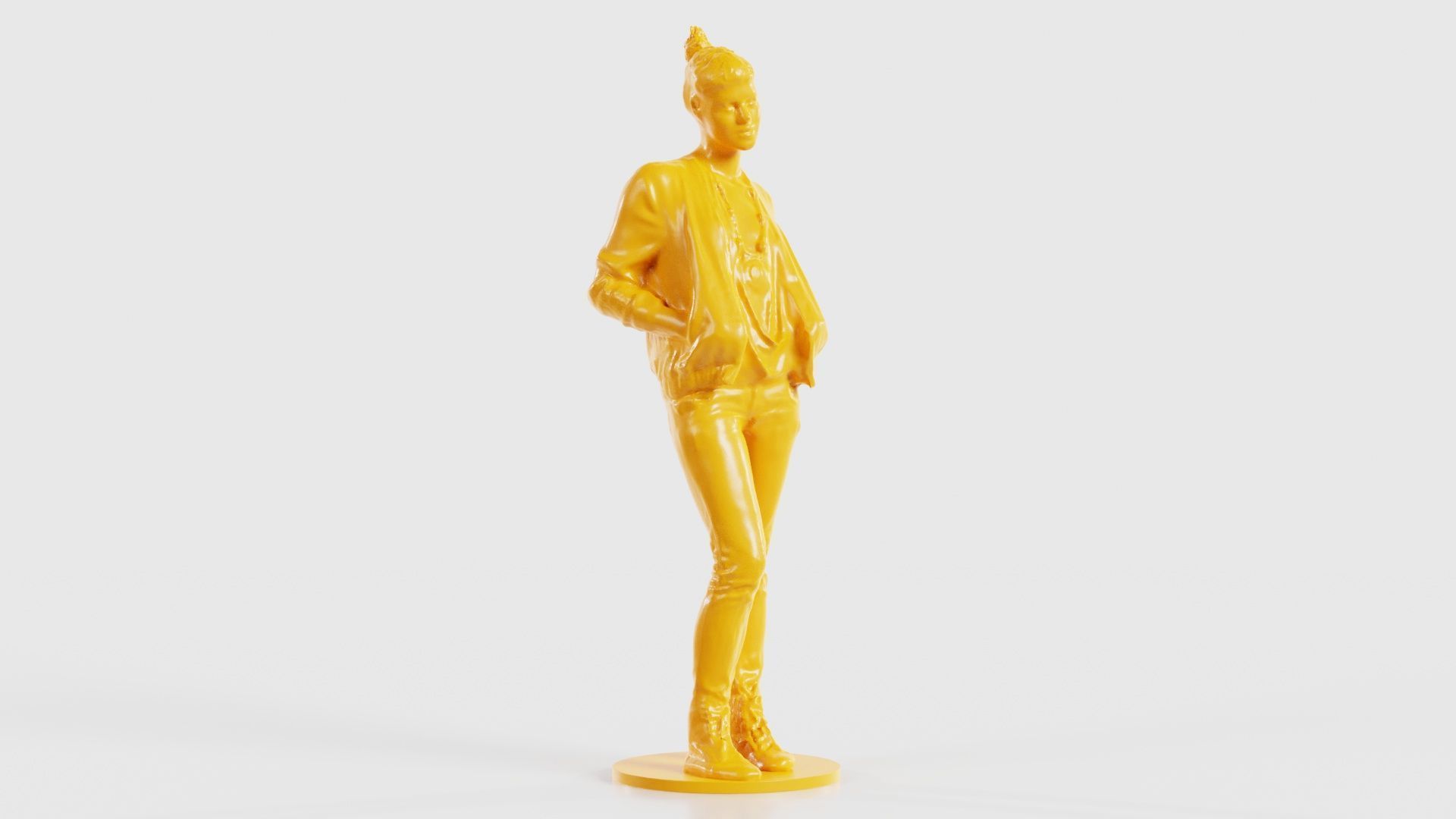 Bun Woman with Hands in Jacket Pockets 3D print model_19