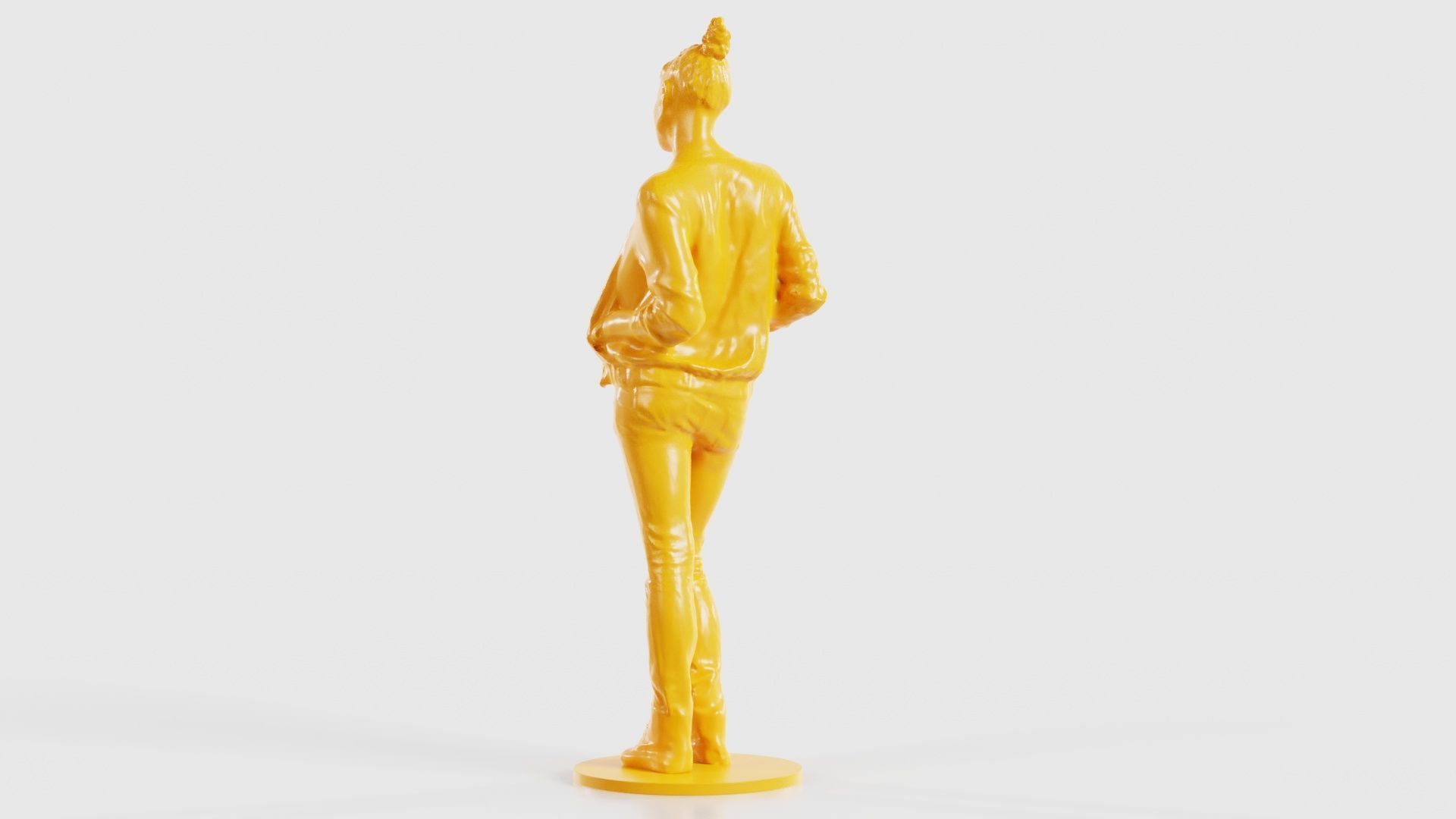 Bun Woman with Hands in Jacket Pockets 3D print model_25