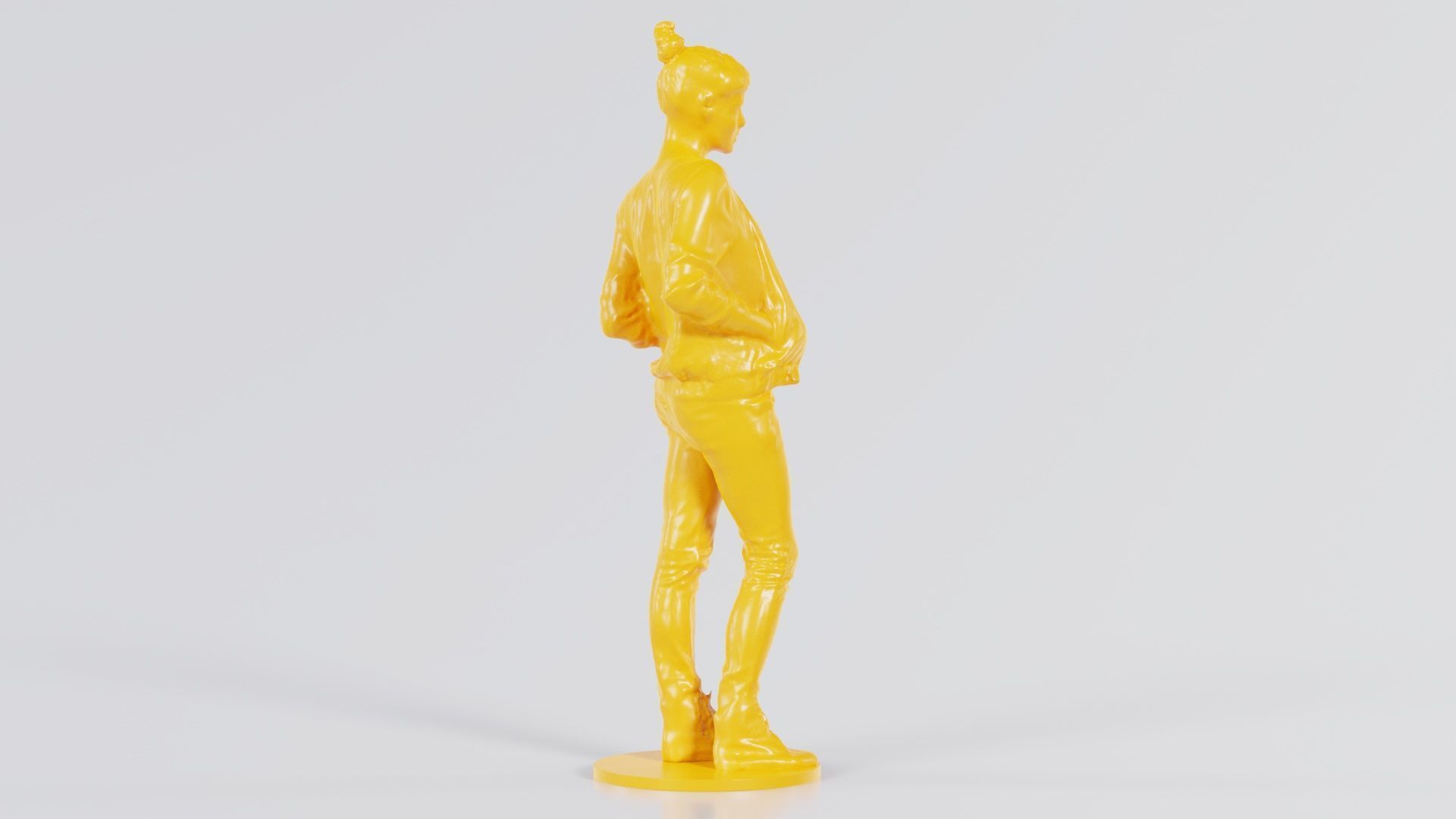 Bun Woman with Hands in Jacket Pockets 3D print model_2
