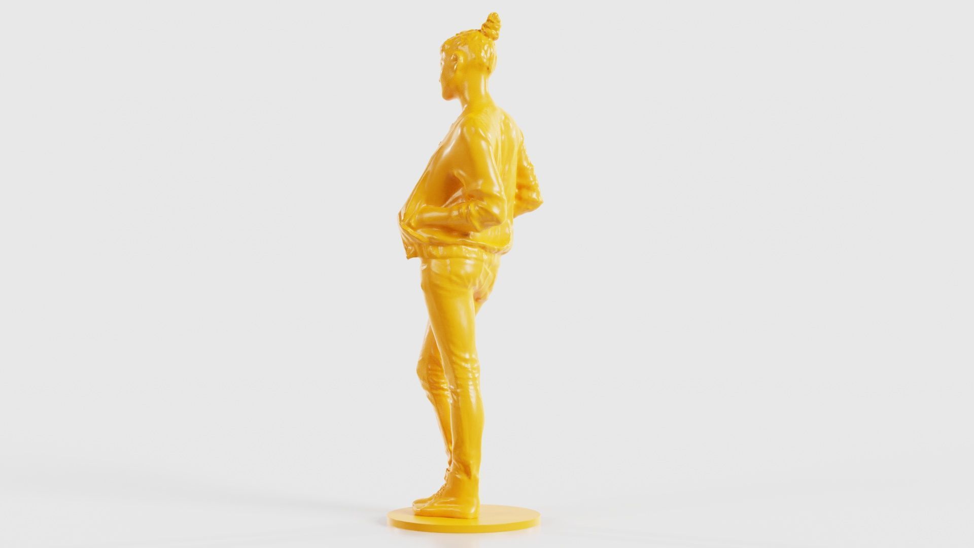 Bun Woman with Hands in Jacket Pockets 3D print model_26