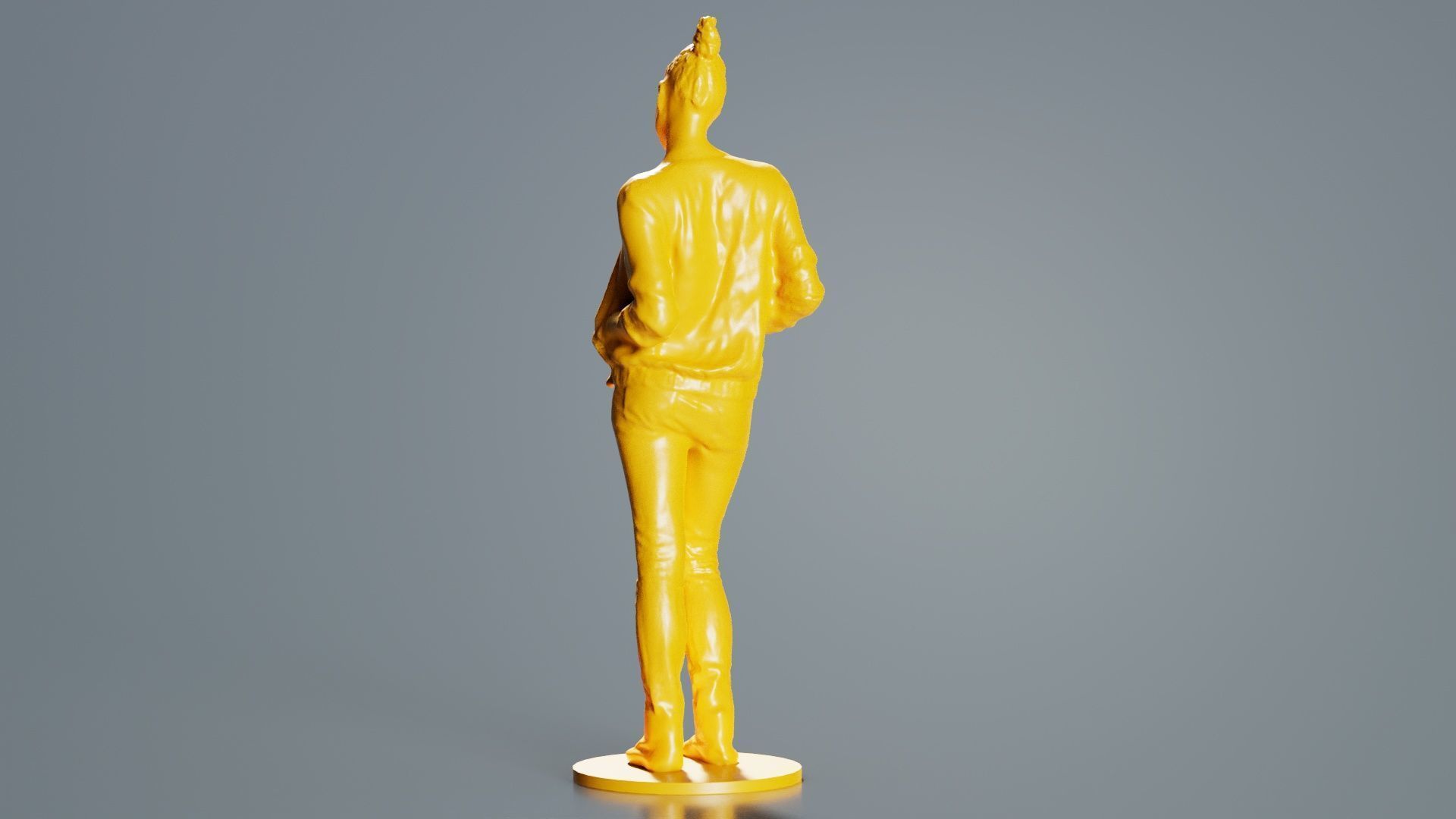 Bun Woman with Hands in Jacket Pockets 3D print model_3