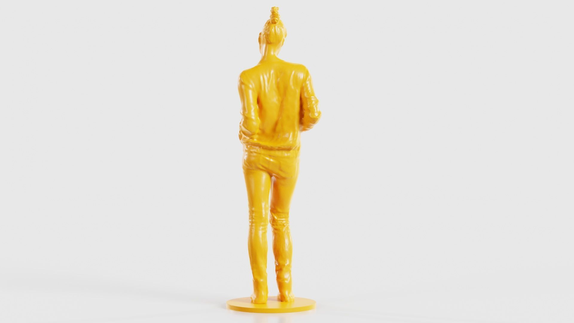 Bun Woman with Hands in Jacket Pockets 3D print model_24