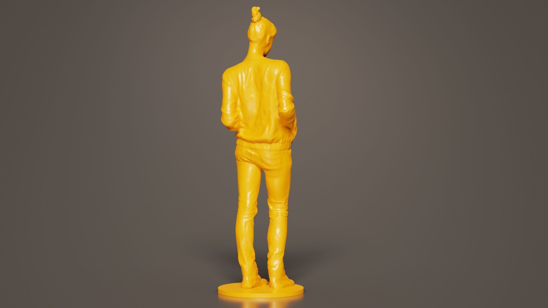 Bun Woman with Hands in Jacket Pockets 3D print model_5