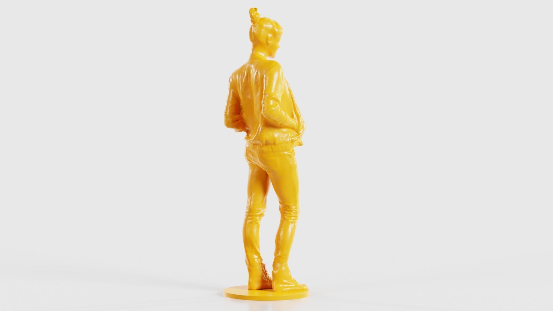 Bun Woman with Hands in Jacket Pockets 3D print model_22