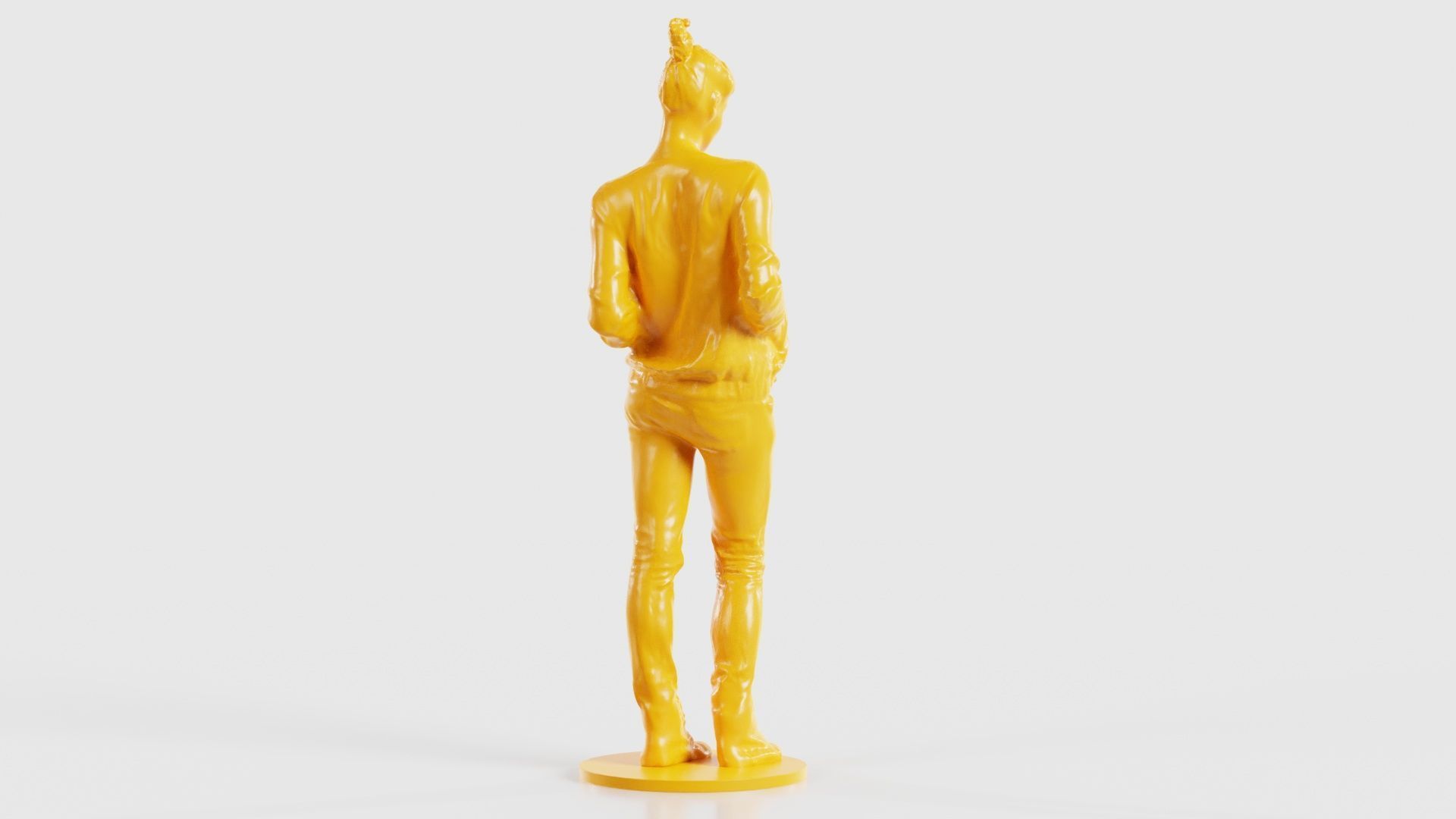 Bun Woman with Hands in Jacket Pockets 3D print model_23