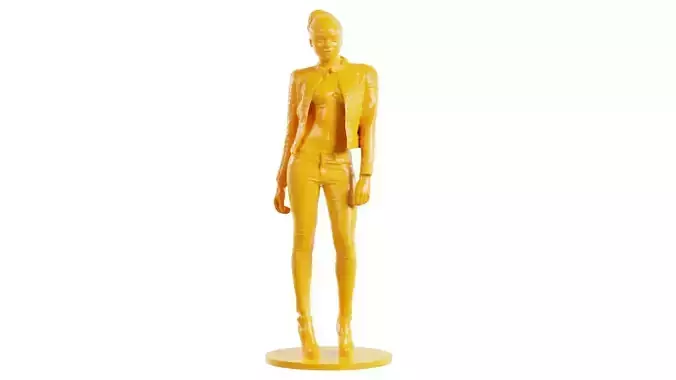 Bun Hair African Woman Wearing Leather Jacket