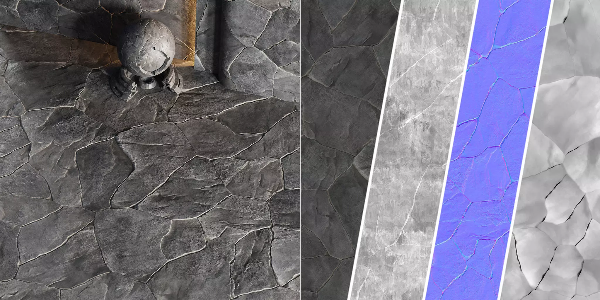 H75 Slate Stone - PBR - 4K - Seamless Low-poly 3D model