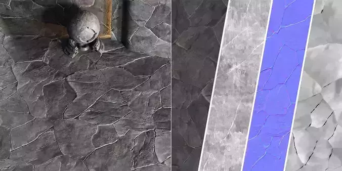 H75 Slate Stone - PBR - 4K - Seamless