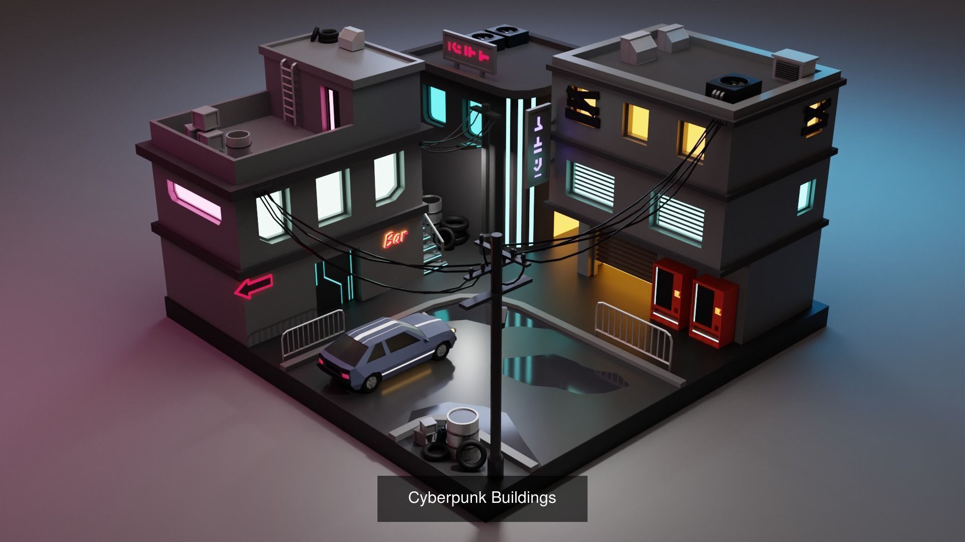 Cyberpunk Buildings 3D Model Collection_4