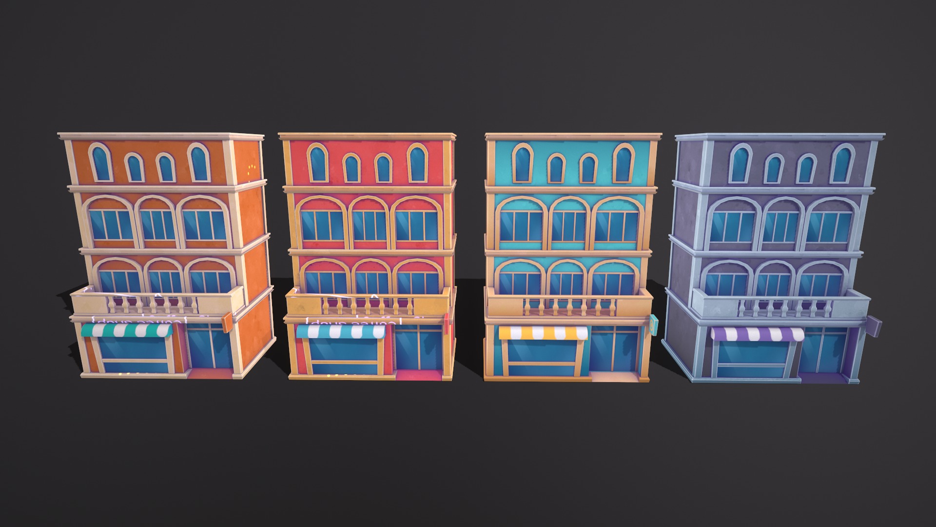 Cartoon pack - Buildings Low-poly 3D model_5