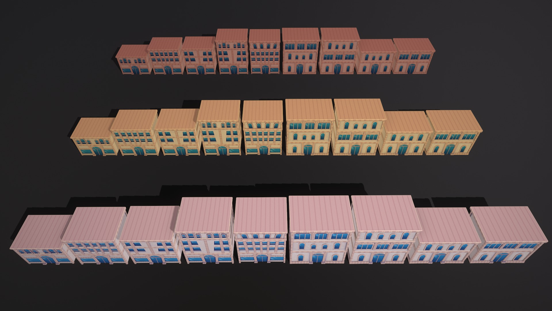 Cartoon pack - Buildings Low-poly 3D model_2