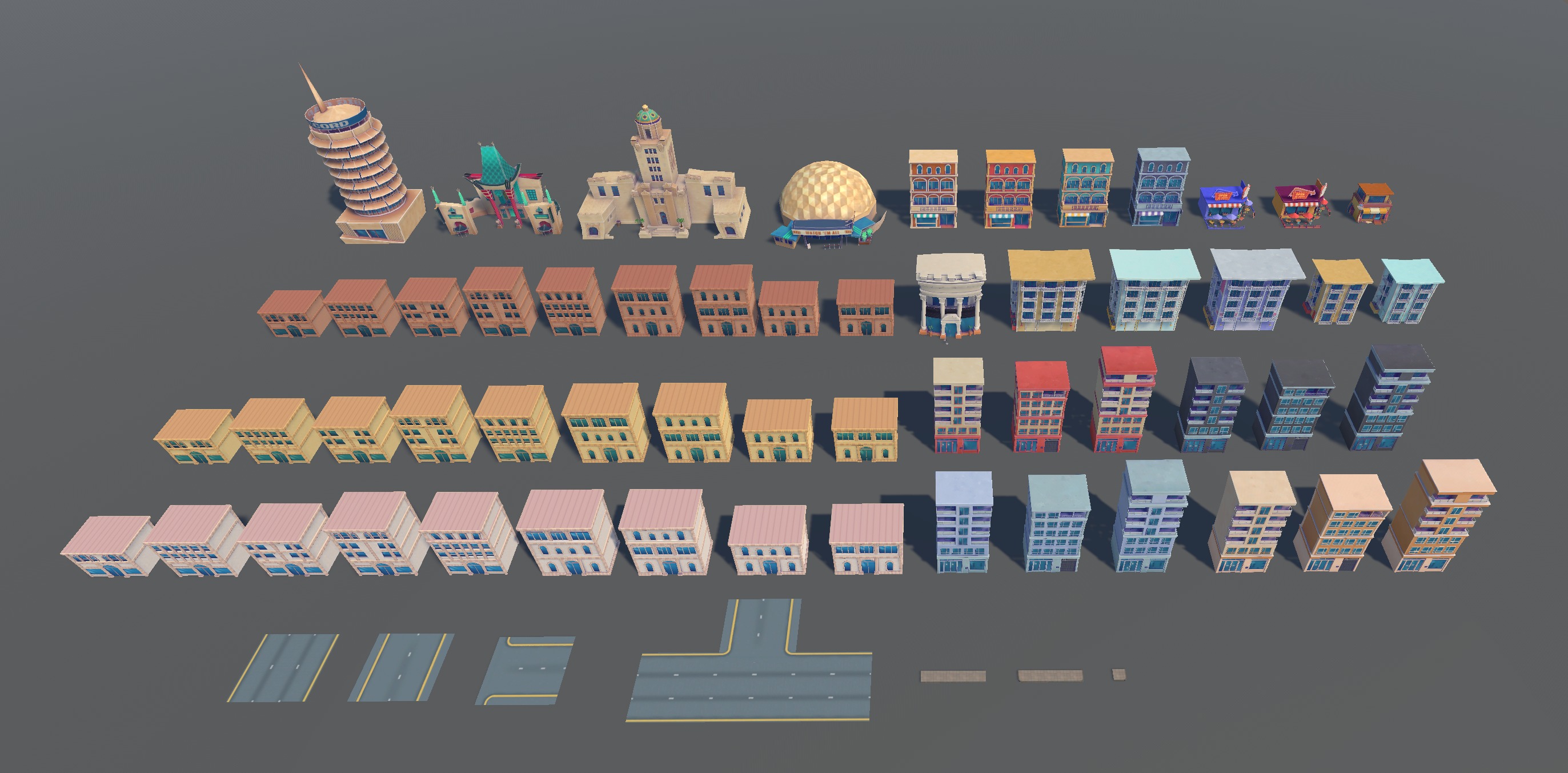 Cartoon pack - Buildings Low-poly 3D model_1